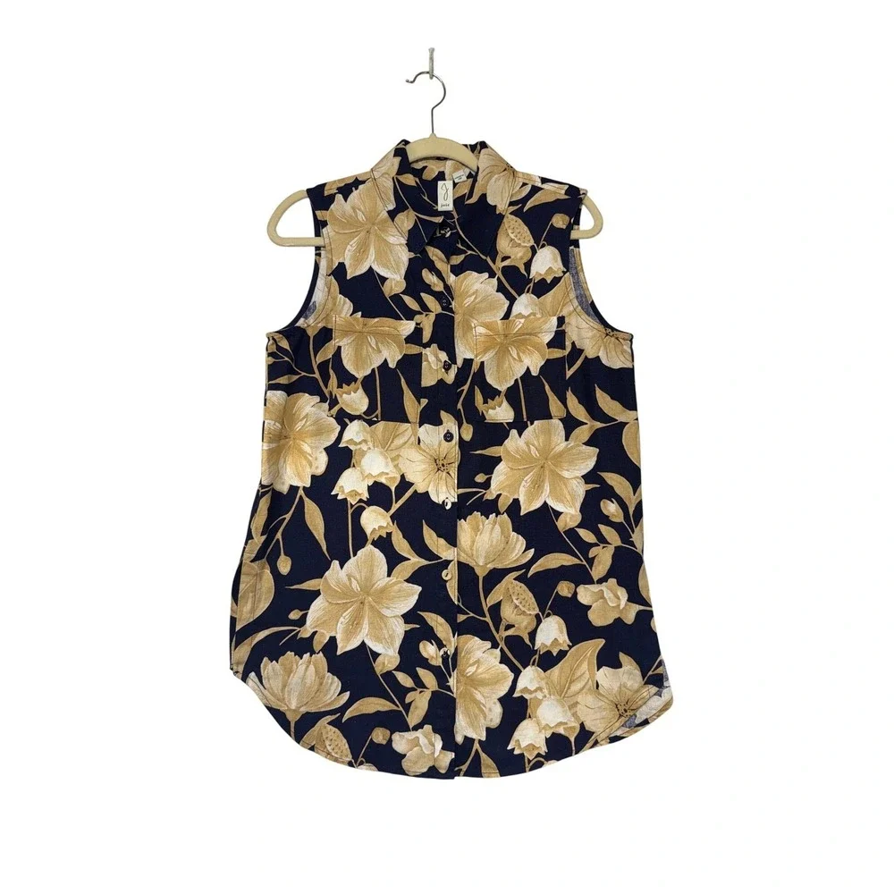 Joie Floral Linen Set Sleeveless Top and Wide Leg‎ Pants Relax Vaca Luxe Size M